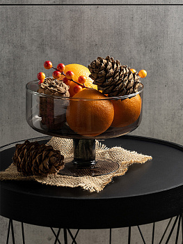 Ваза-конфетница на ножке 15x15x15см DE'NASTIA Египет чёрный стекло 000000000001225008