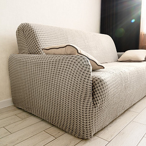 Чехол на диван 185x80x45см LUCKY Гусиные лапки молочный полиэстер 000000000001216957