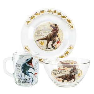 Набор детской посуды 3 предмета ND PLAY Мир Юрского периода Энциклопедия стекло 000000000001212271