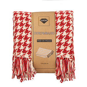 Плед 150х200см LUCKY PEID-DE-POULE SGE-3229 красно-молочный хлопок 80%/полиэстер 20% 000000000001219675