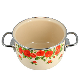 Кастрюля 2л VITROSS Rosa сферическая форма слоновая кость эмалированная сталь 000000000001101621