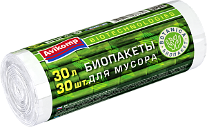 ПАКЕТЫ для мусора биоразлагаемые BOTANICA 30л 30шт/рулон 87839 000000000001194036