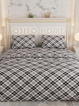 Комплект постельного белья 2,0сп LUCKY (пододеяльник 175х215см, простыня 200х220см, наволочки 70х70см-2шт) Шотландская клетка поплин хлопок 000000000001225192