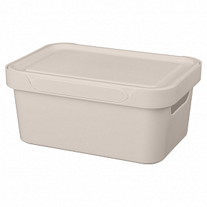 Ящик 27х19х12см 4,6л ECONOVA LUXE универсальный с крышкой светло-бежевый пластик 000000000001206119