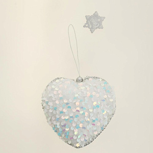 Декоративное украшение Звезда/Елочка/Сердечко 11см DARLENS с пайетками белый 000000000001209909