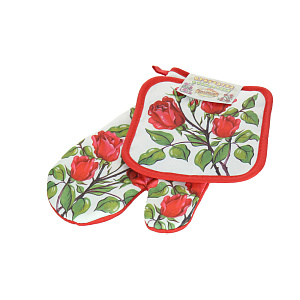 Набор прихватка и рукавица Розы Фото-графика Мультидом, хлопок, 2 предмета 000000000001126851