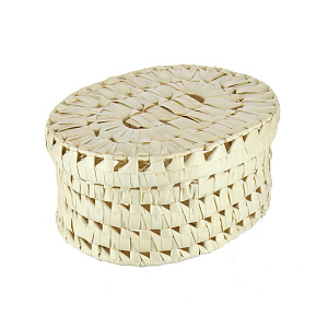 Овальная шкатулка, белый, 27?21?13 см, листья пальмы 000000000001082443