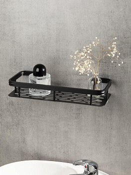 Полка навесная 30x13x5см DE'NASTIA прямоугольная черный алюминий 000000000001227435