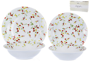 Набор столовой посуды 19 предметов Ситец (десертная 20см-6шт/суповая 23см-6шт/салатник 750мл-6шт/салатник 1,1л) фарфор 000000000001177831