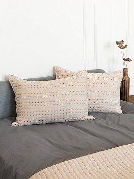 Наволочки декоративные 50x70см 2шт DE'NASTIA Polka dot бежевый полиэстер 000000000001230727