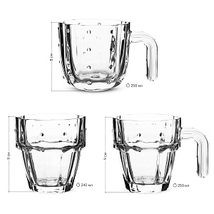 Набор стаканов 6шт GARBO GLASS Кактусы прозрачный (250мл-3шт/240мл-3шт) стекло 000000000001219915