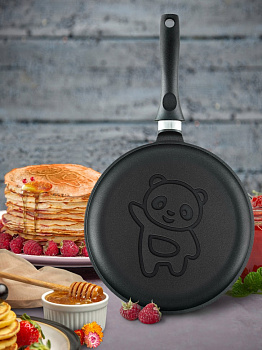 Сковорода блинная 24см  НЕВА МЕТАЛЛ ПОСУДА ПАНДА Литая алюминий 000000000001225732