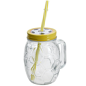 Кружка-банка 400мл Футбол прозрачная M020137/R030481 стекло 000000000001175931