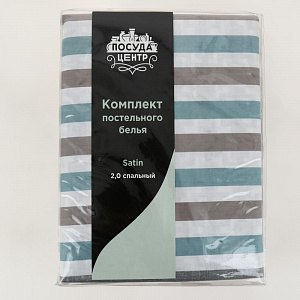 Комплект постельного белья 2-спальный 68х128 ПОСУДА ЦЕНТР страйп хлопок 000000000001164371