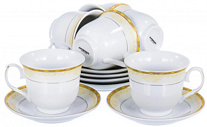 Набор чайный фарфор 12шт 6 чашек 220мл+6 блюдец квадратная подарочная упаковка ВЕНЗЕЛЯ GUTERWAHL 158-16009 000000000001193925