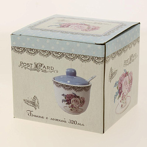 Банка с ложкой 320мл подарочная упаковка Букет доломит ZFC045-37 000000000001196876