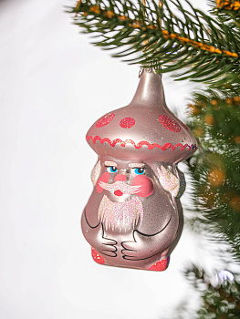 Декоративное украшение Гриб 12см БИРЮСИНКА розовый стекло 000000000001207663