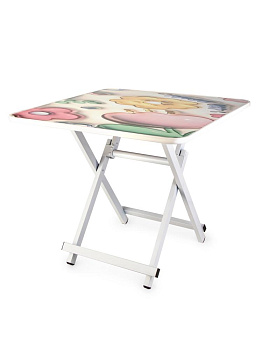 Столик 60х60х52см ST 3D складной цветочки железо/МДФ 000000000001227147