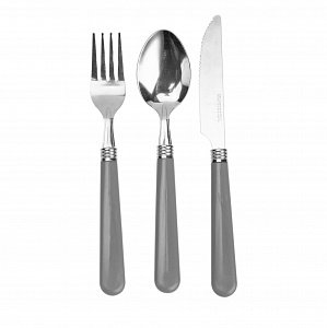 Набор столовых приборов 3 предмета (ложка+вилка+нож) серый нержавеющая сталь/пластик 000000000001219133