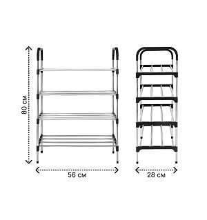 Обувница 4-х ярусная 56х28х80см LUCKY металл/пластик 000000000001222575