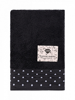 Полотенце махровое LUCKY Бордюр горошек 500gsm 70x140 100% хлопок, графит D100410 000000000001227649