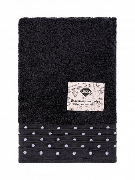 Полотенце махровое LUCKY Бордюр горошек 500gsm 70x140 100% хлопок, графит D100410 000000000001227649