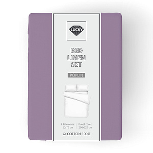 Комплект постельного белья Евро+ LUCKY (пододеяльник, наволочки 50х70см-2шт) сиреневый/лиловый поплин хлопок 100% 000000000001216642