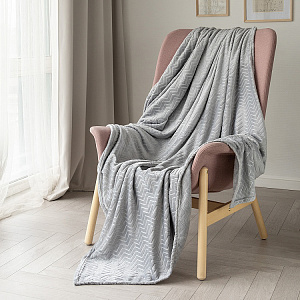 Плед 150x200см LUCKY Зигзаг серый полиэстер 000000000001222752