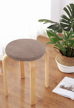 Подушка на стул 31,5см DE'NASTIA круглая бархатная бежевый полиэстер 000000000001200416