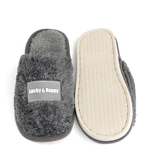 Туфли домашние-тапки р.40-41 LUCKY серый шерпа полиэстер 000000000001214560