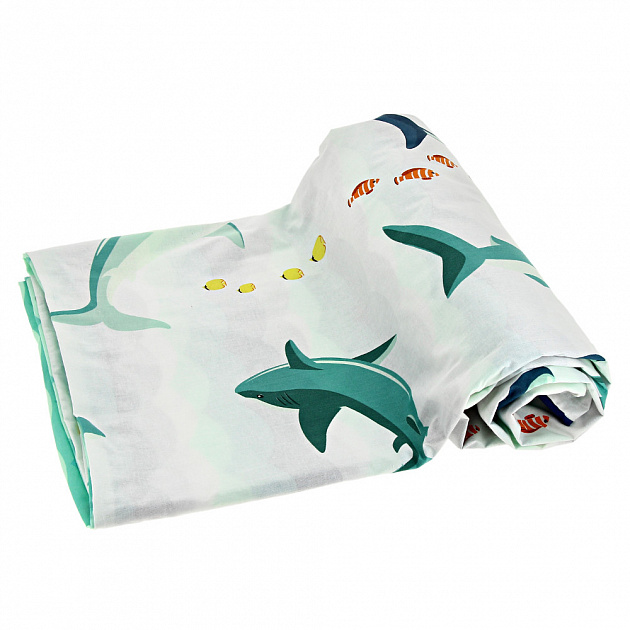 Комплект постельного белья Акулы Непоседа, 1.5 спальный, поплин 000000000001171884