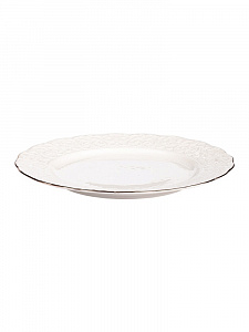 Тарелка обеденная 27см DE'NASTIA IREM белая с медной каймой фарфор 000000000001209947