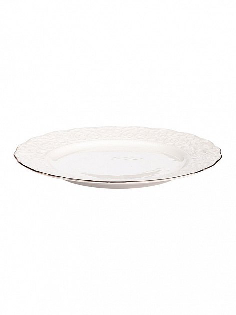 Тарелка обеденная 27см DE'NASTIA IREM белая с медной каймой фарфор 000000000001209947