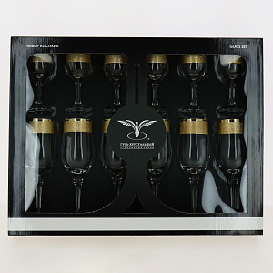 Набор 12 предметов ПРОМСИЗ Золотой карат (шампанское + водка) стекло 000000000001190680