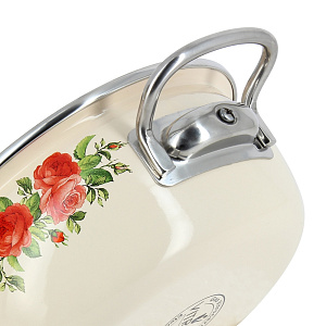 Кастрюля 1,5л VITROSS Rosa сферическая форма слоновая кость эмалированная сталь 000000000001101620