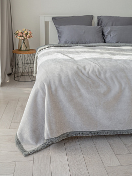 Плед 200x220см DE'NASTIA twinsoft светло-серый/темно-серый шенилл/шерпа полиэстер 000000000001229833