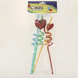 Трубочки пластиковые спираль сердца 4 шт 000000000001184964