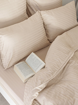 Пододеяльник 200x220см DE'NASTIA бежевый страйп-сатин 1см хлопок 100% 000000000001208197