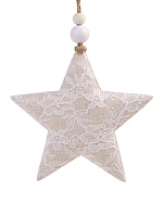 Новогоднее подвесное украшение Ажурная звезда из хлопчатобумажной ткани / 10,5x1,5x10,5см арт.80193 000000000001191273