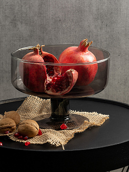 Ваза-конфетница на ножке 15x15x15см DE'NASTIA Египет чёрный стекло 000000000001225008