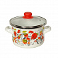 Кастрюля 3л OMELIA Клубника цилиндрическая форма стеклянная крышка эмаль
