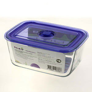 Контейнер Eley прямоугольный 1500мл.из жаропрочного боросиликатного стекла(выдерживает до +400 С)с пластиковой крышкой со встроенным 000000000001189863