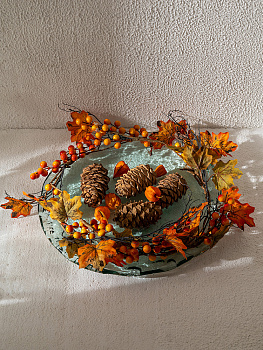 Ваза декоративная DE'NASTIA Египет чаша L 38,5x38,5x2,5см прозрачный стекло 000000000001225012