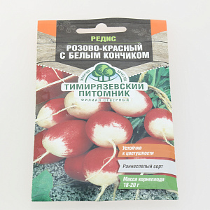 Семена редис 3гр TIM Розово-красный с белым кончиком скороспелый 000000000001215101