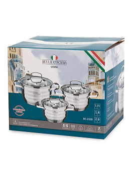 Набор кастрюль 3шт (1,15л/1,8л/2,6л) нержавеющая сталь 000000000001228974