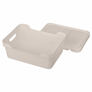 Ящик 38х27,6х14см 12л ECONOVA LUXE универсальный с крышкой светло-бежевый пластик 000000000001206123