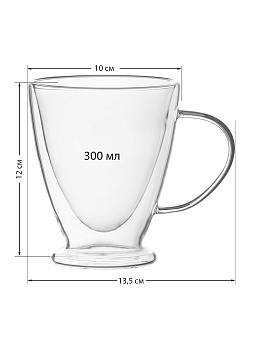 Кружка 300мл LUCKY конус с двойными стенками стекло 000000000001212885