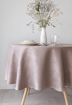 Скатерть 180см DE'NASTIA эффект потёртости бежевый жаккард полиэстер 000000000001211745