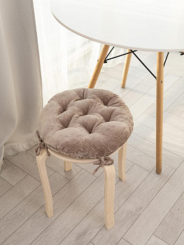 Подушка на стул 40см DE'NASTIA бежевый велюр меланж полиэстер 000000000001226730