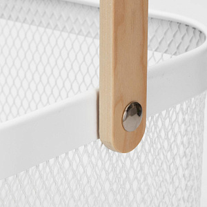 Корзинка для хранение 24х24х17см FORA с ручкой квадрат белый металл/дерево 000000000001223285